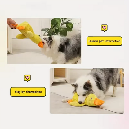 Dog sleeping with a dog hug duck toys to relieve boredom of little yellow duck pet interactive plush doll pet supplies